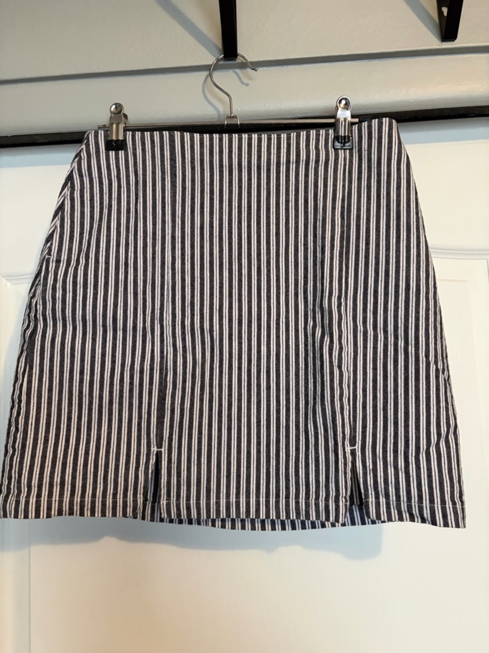 Hollister Black and White Vertical Stripe Mini Skirt